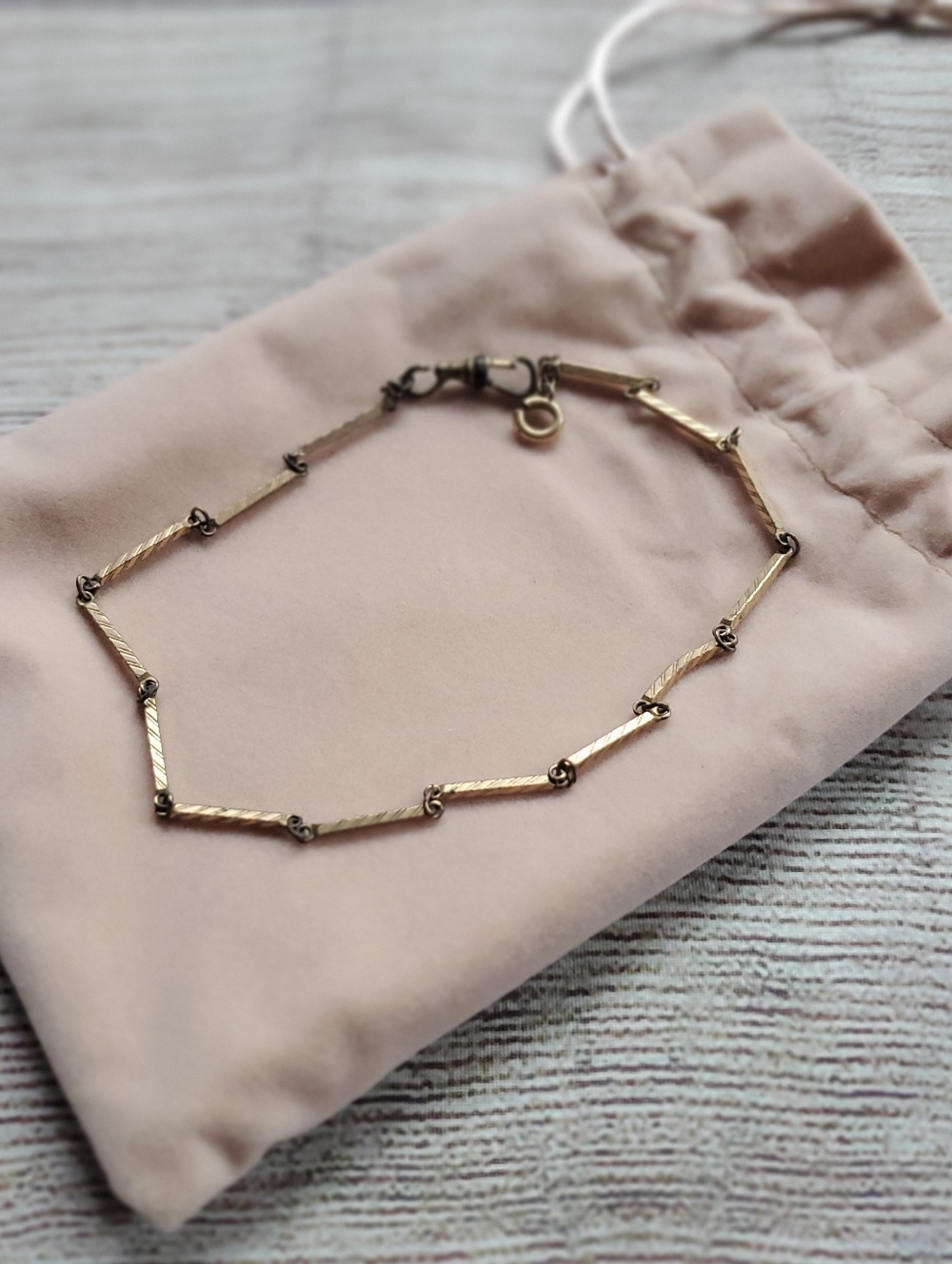Vintage Delicate Gold Bar Link Chain